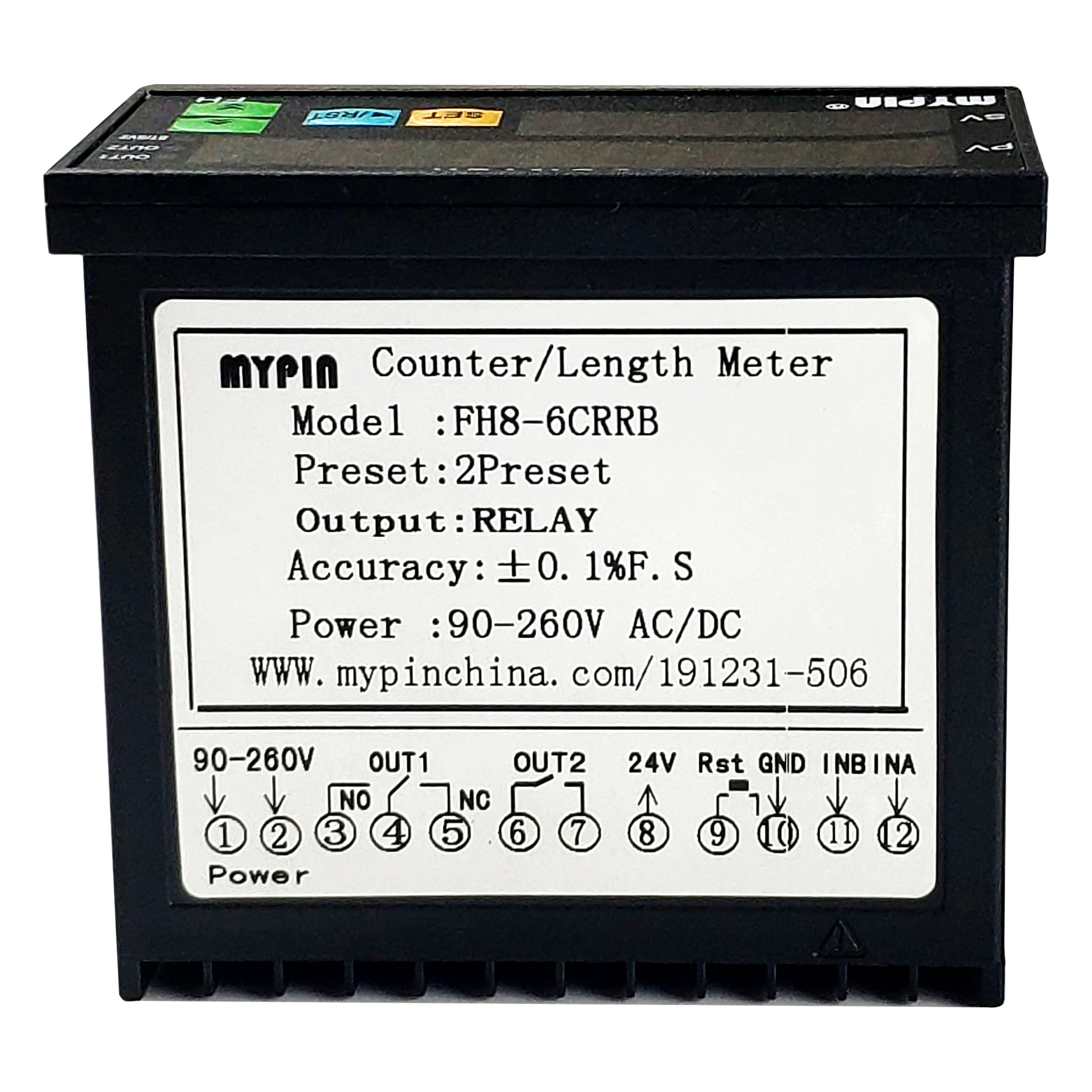 Mypin (FH8-6CRRB)MYPIN automatic control counter FH8-6CRRB relay output 90-260V AC/DC 6-bit LED display length counter