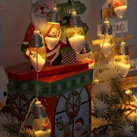 1pc10/20 LED Christmas Snowball Clear Bulb String Lights With Christmas Santa Claus Snowman Tree Gifts Mix Battery Powered Light 5