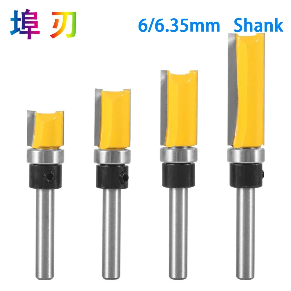 1PC 1/4 Shank Template Trim Hinge Mortising Router Bit Straight end mill trimmer cleaning flush trim Tenon Cutter forWoodwor