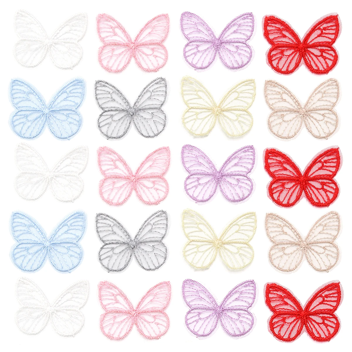 20Pcs/Lot Embroidered Mesh Butterfly Cloth Sticker Colthing Accessories For Handmade Decorations Embroidery DIY Headwear