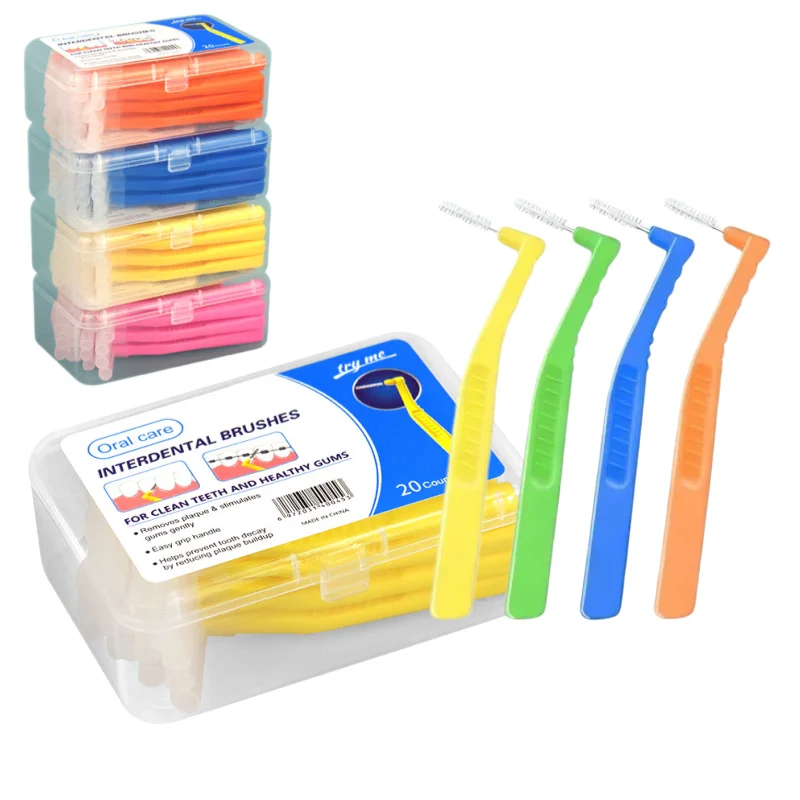 

20 шт./упак. L-образные межзубные щетки для чистки зубов, гигиенические средства для полости рта, портативные ортодонтические инструменты для ухода за зубами