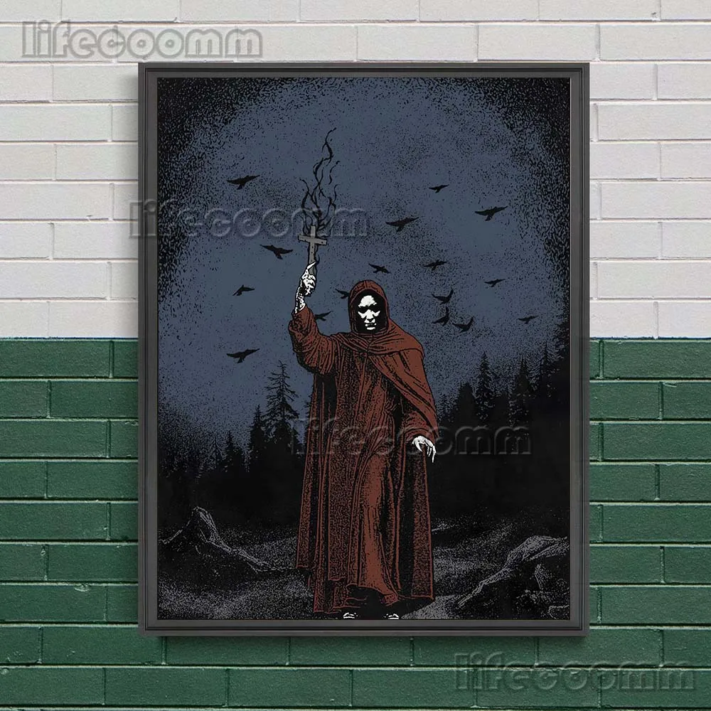 Castle Demon And Witch House Vintage Wall Art Canvas Painting Demon Servant In Red Robe Art Poster And Print Home Decor Unframed