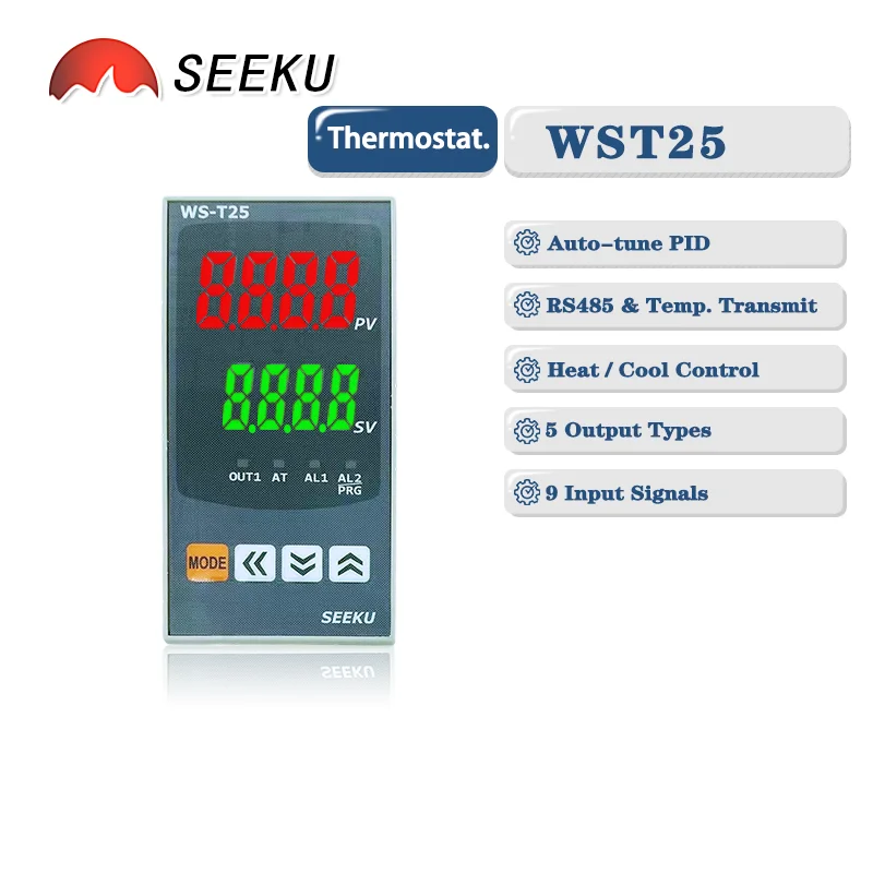 T25 PID Temperature Controller Heat Cool Control Thermocouple RS485 RTD Input RelaySSR 0-10V 4-20mA Output Modbus 24V DC 220V AC