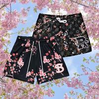 Summer Men's Quick-drying Shorts American Fashion Trend Sports Basketball Shorts Comfortable Casual Cherry Blossom Shorts Moto