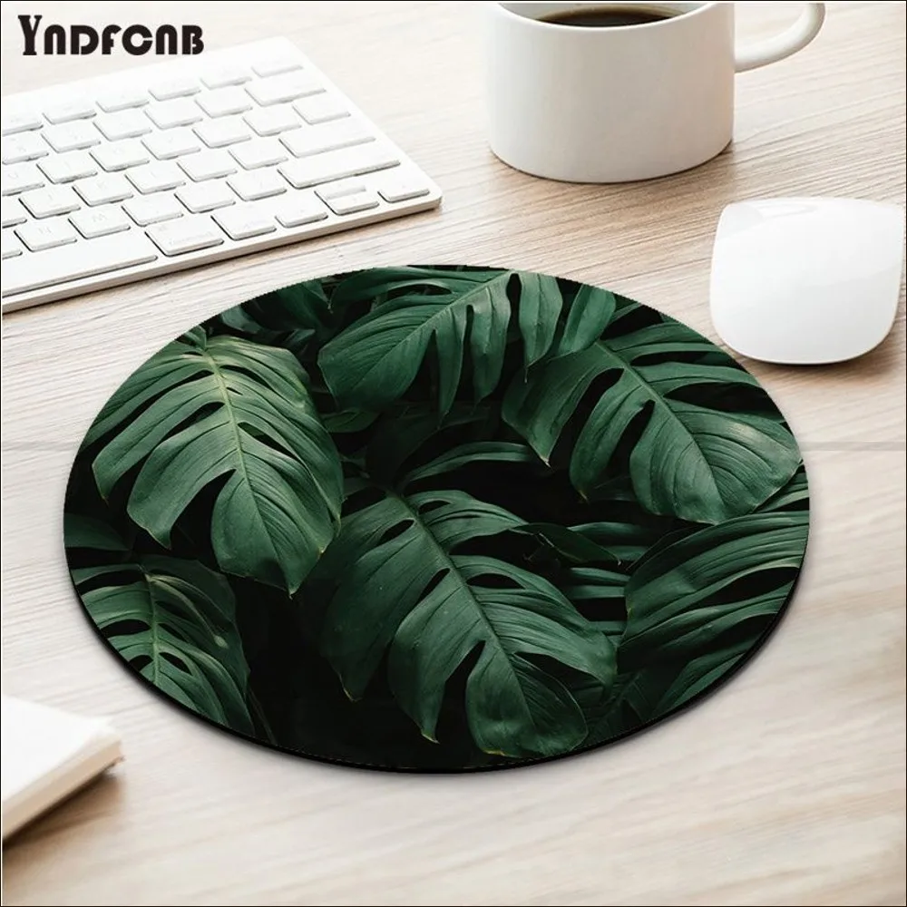 Green Tropical Mousepad Round Custom Skin Desktop Desk Mat Kawaii Gaming Accessories Students Writing Pad for PC Mouse Carpet