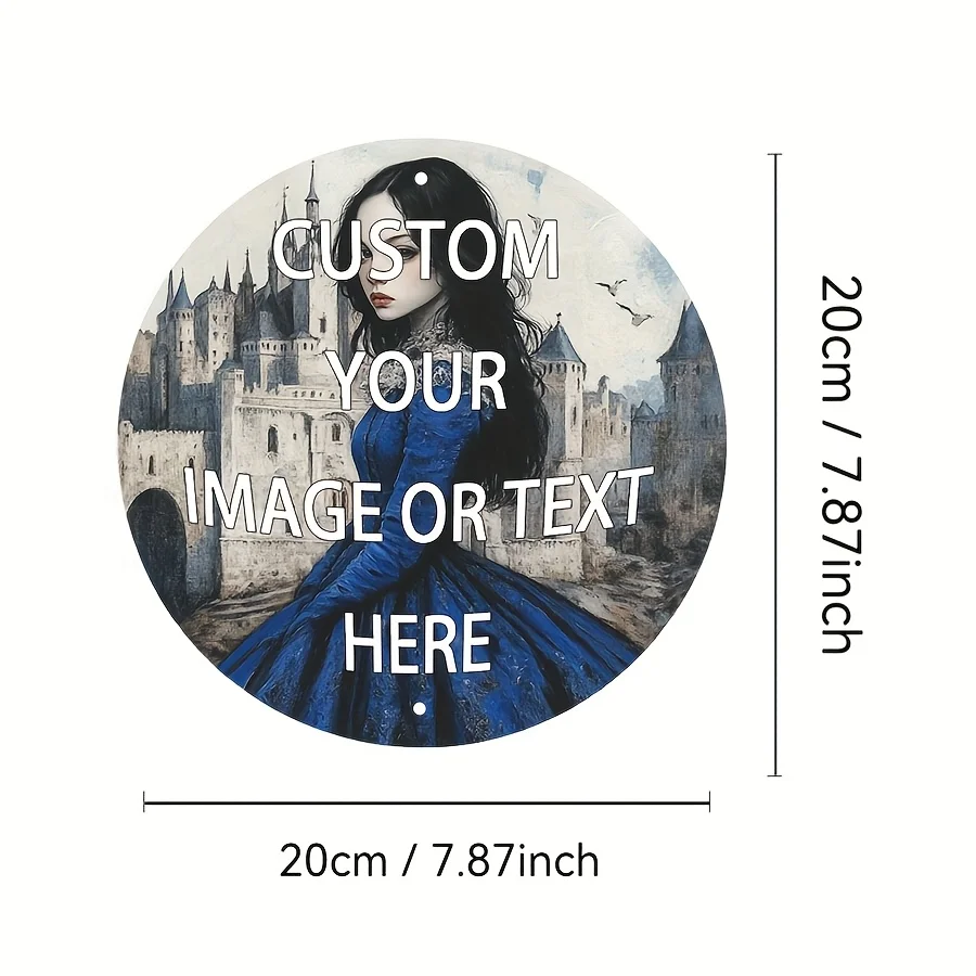 2D Flat, Personalized Sign Outdoor Round 20.32cm x 20.32 cm Custom Iron Street with Text Information Photo Image - Iron Plate Si