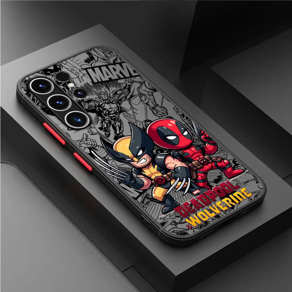 Luxury Marvel Deadpool And Wolverine Cartoon Case for Samsung Galaxy S24 Ultra S9 S22 Plus S20 FE S23 Ultra S21 S10 Lite Cover