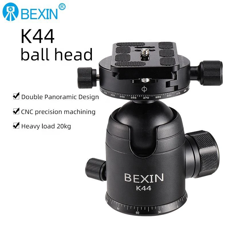 BEXIN K44 삼각대 볼 헤드 파노라마 볼 헤드 마운트 어댑터 U-그루브 로우 프로파일 볼 헤드 삼각대 마운트 최대 부하 33lbs/15kg New