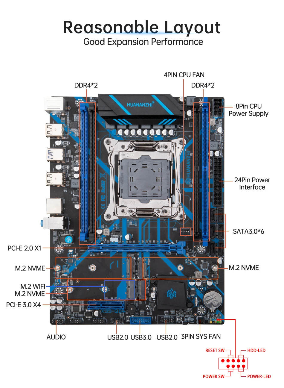 Imagem -06 - Huananzhi X99 Qd4 Lga 20113 Xeon X99 Placa-mãe com Intel e5 2666 v3 Suporte Ddr4 Recc Non-ecc Memória Combo Kit Conjunto Nvme