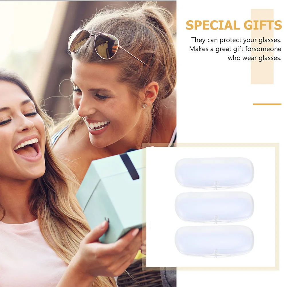 

3Pcs Eyeglass Storage Case Frosted Transparent PVC Material Portable Lightweight Glasses Protector Box Fashionable Simple