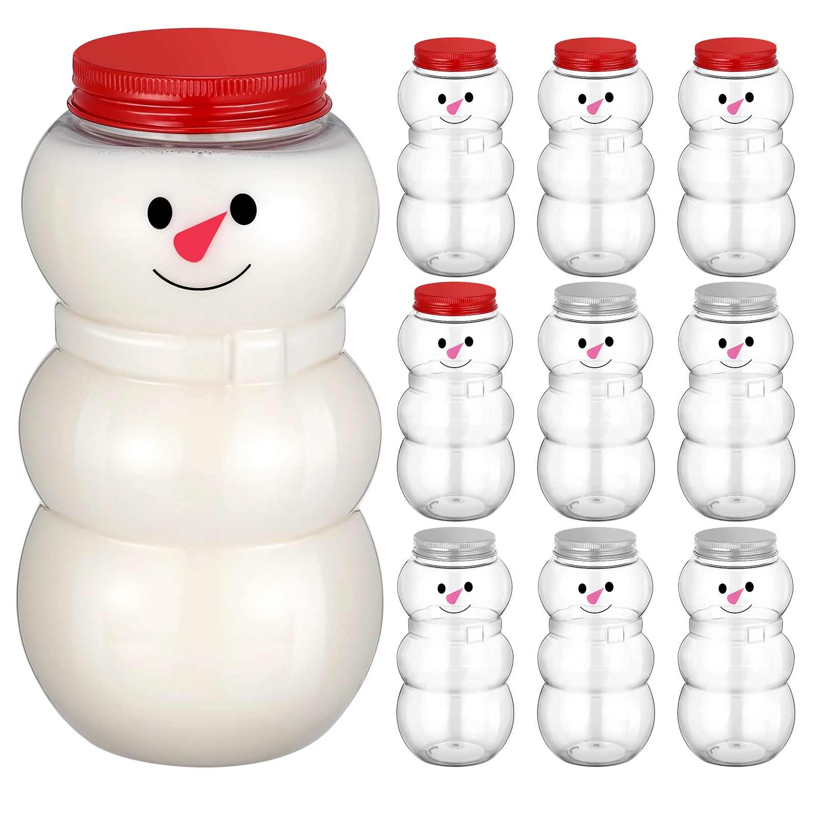 

10pcs Portable Juice Bottles Milk Wrapping Empty Candy Jars Flat Bottom Pet Drinking Containers For Outdoor Party Christmas Gift