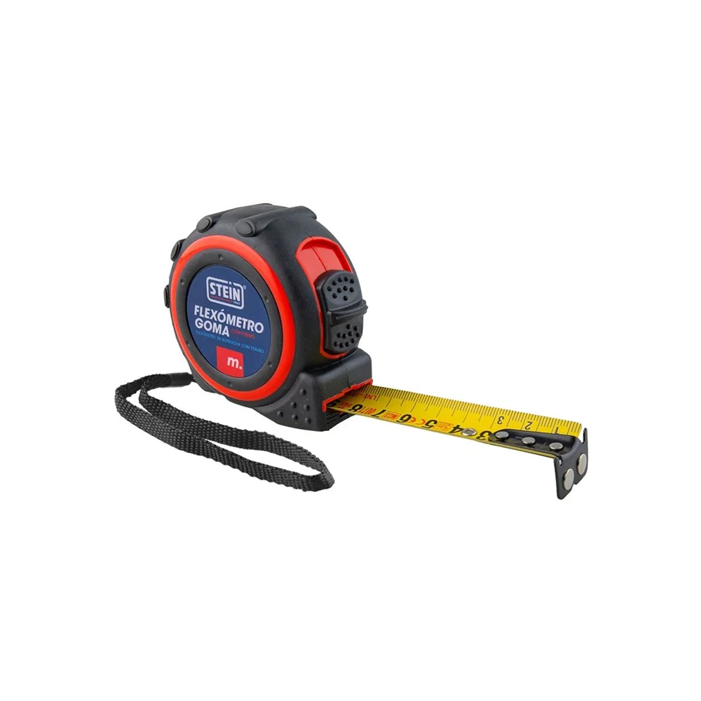 Flexómetro Stein Funda Goma Freno 5m 25mm con Imán - Medidor con Funda de Goma, Cinta Métrica de 5 Metros con Ancho de 25mm y Imán.