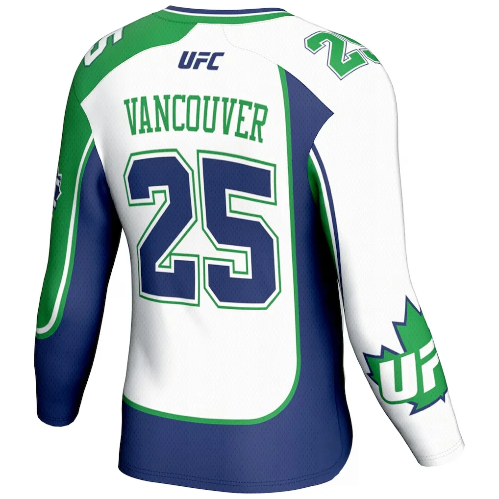 تي شيرت رجالي كبير الحجم بأكمام طويلة تي شيرت رجالي ProSphere أبيض UFC قتال ليلة فانكوفر هوكي جيرسي لخريف/شتاء 2025