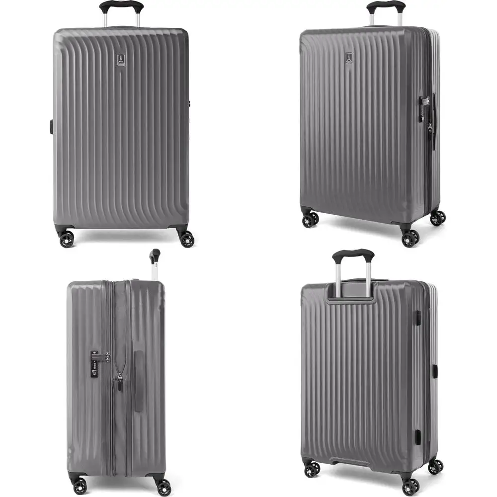 軽量で拡張可能なハードシェルポリカーボネート製スーツケース、8つのスピナーホイール付き、シャドウカラー、旅行用エアハードサイドラゲージ