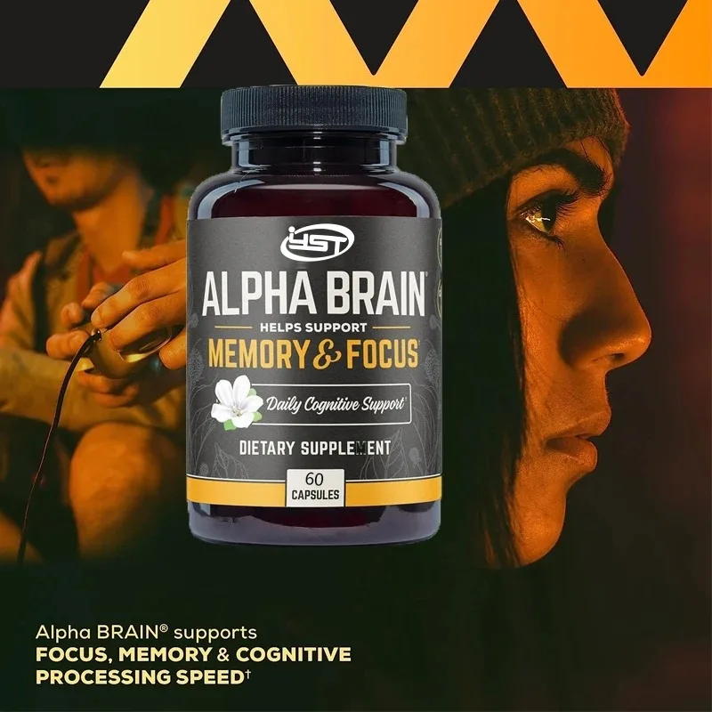 Alpha Brain - premium puzzle brain supplement - focus, concentration, and memory - Alpha GPC, L-theanine, and fake purslane