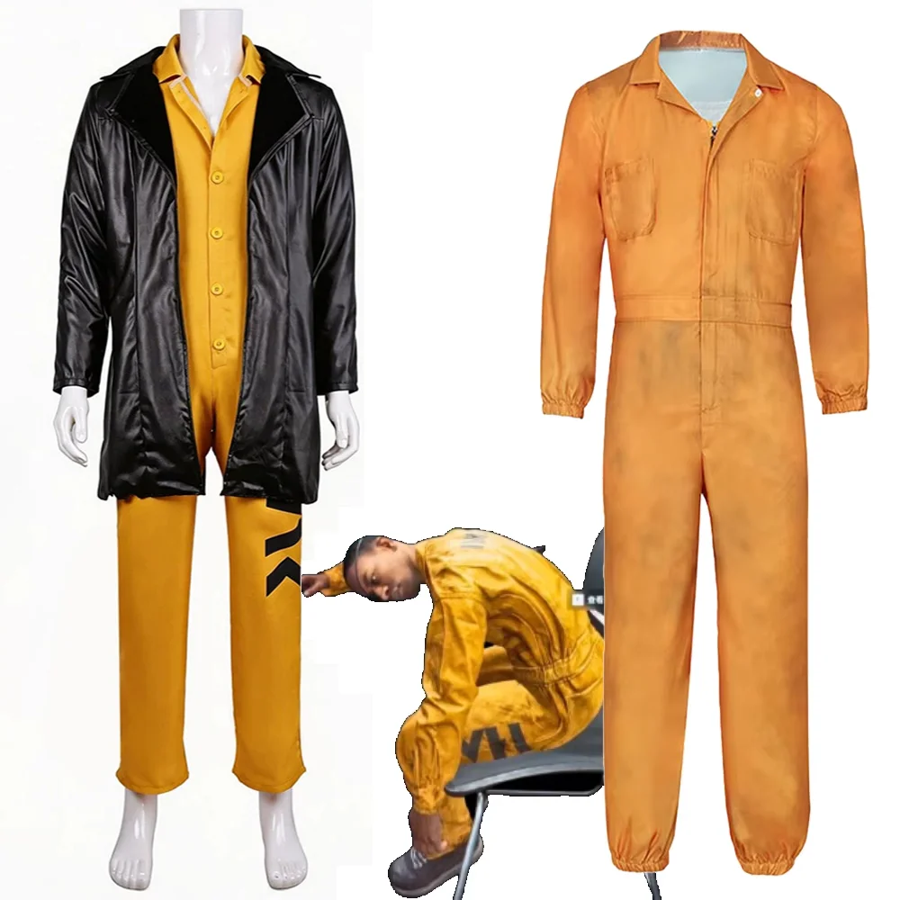 

Raven Delta Force Kai Silva D-Wolf Prisoner Jumpsuit Cosplay Costume Orange Inmate Adult Outfit Men Halloween Carnival Disguise