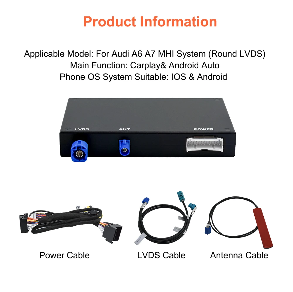 Bonroad Kabelloses Android Auto Modul für Audi A6 A7 RMC 3G MMI MHI2 2012-2018 Carplay Interface Mirror Link Air Play Rückfahrkamera – Detail 12