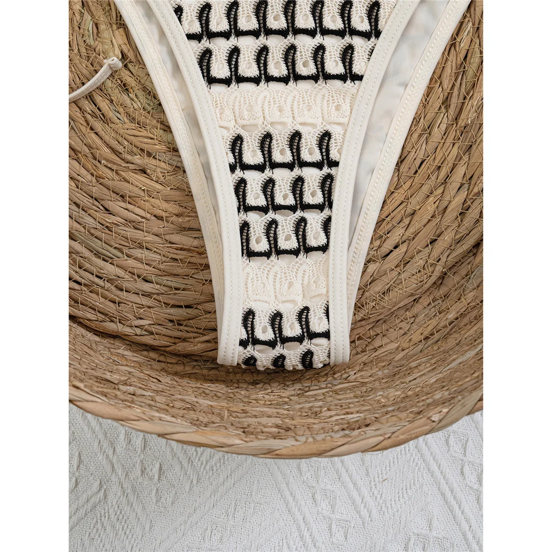 Zweiteiliges Bikini-Set mit hohem Beinausschnitt, Riemchen-Badeanzug, bedruckter Neckholder-Bikini, Damen-Badeanzug, Damen-Bademode V8384 – Detail 8