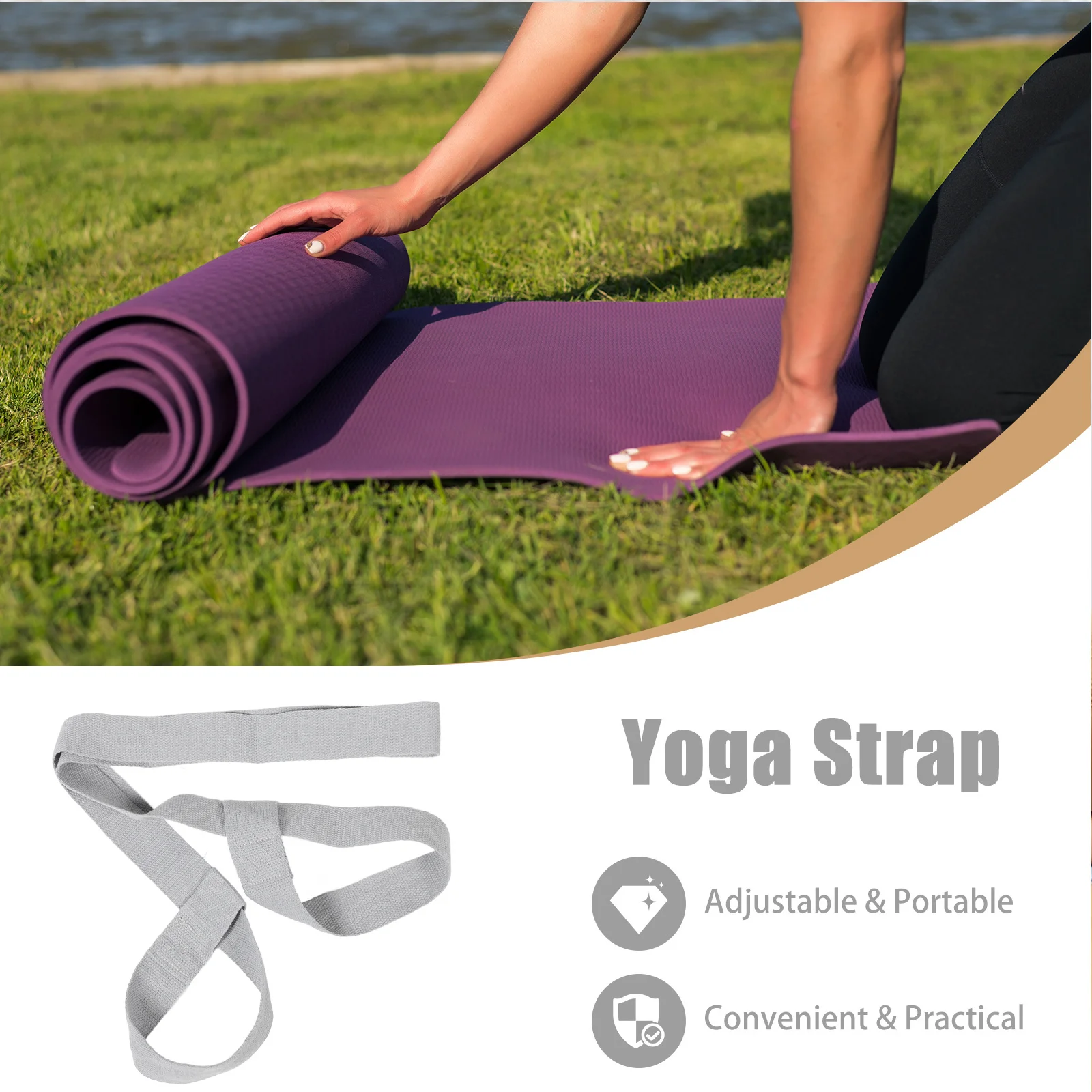 رمادي قابل للتعديل دائم النايلون اليوغا حصيرة حزام الناقل الرافعة لحمل تخزين الحصير اليوغا أحجام مختلفة حزام الناقل التزلج التمهيد