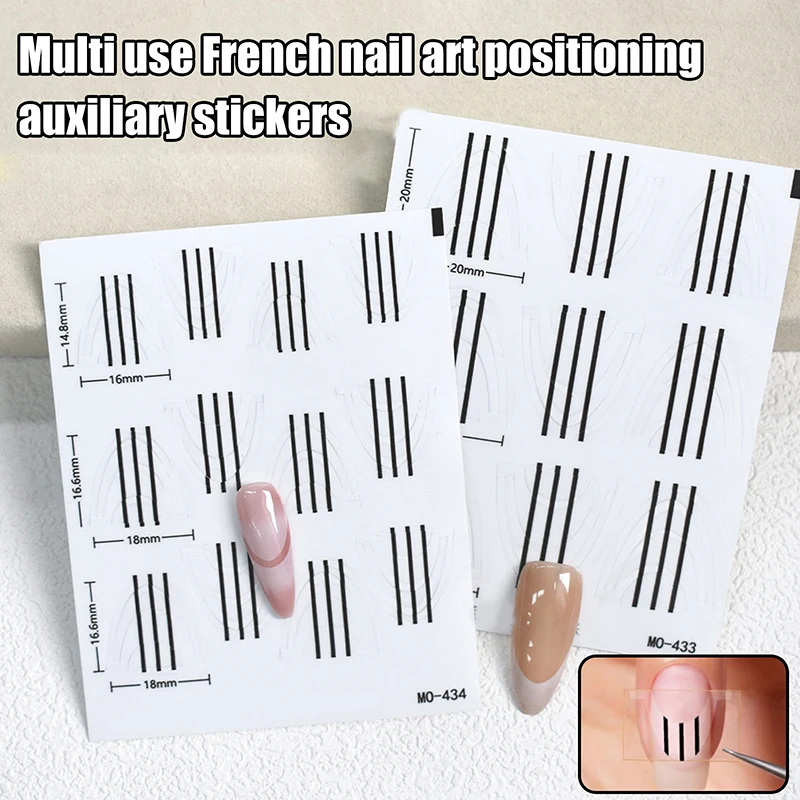 Deep U French Manicure Strip Nail Art Form Fringe Tip Stencil Guides Sticker DIY Line Tips Decoration Tool Self-Adhesive