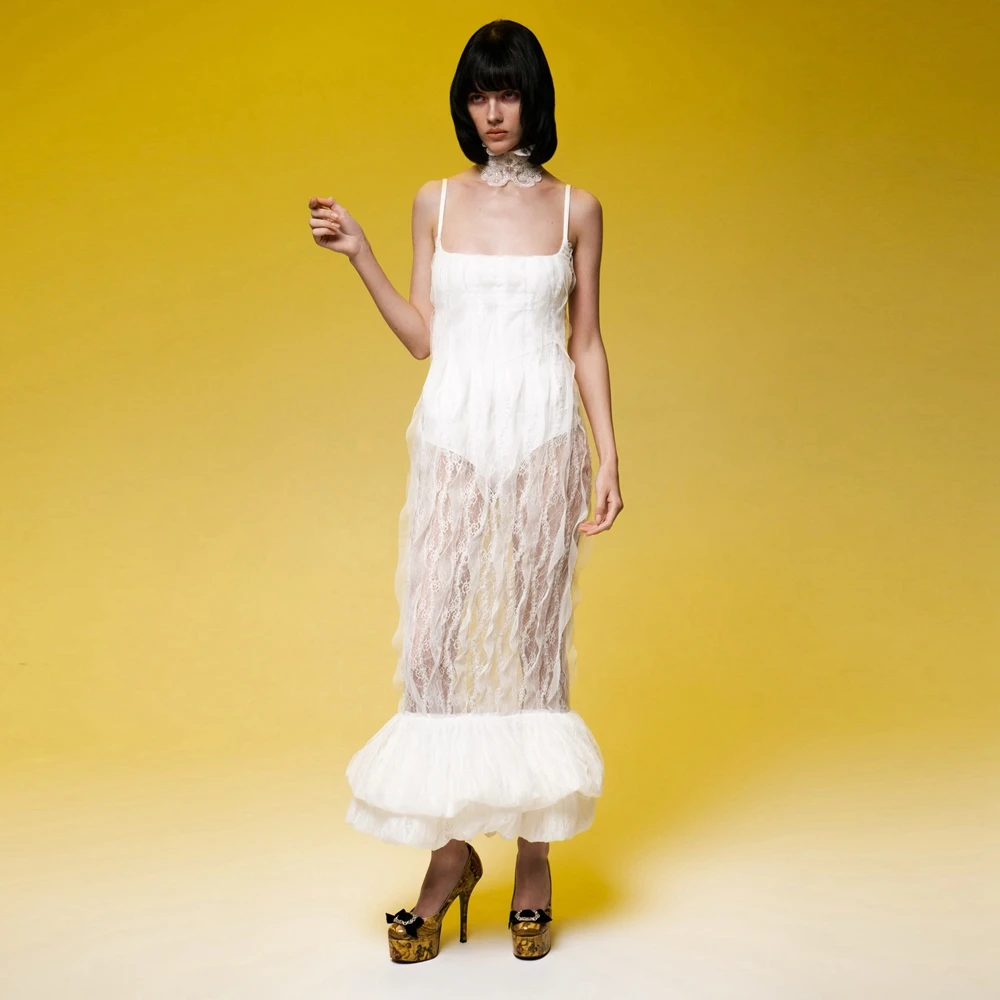 

Модное вечернее платье русалки из тюля с рюшами, роскошное пышное сетчатое вечернее платье длиной до пола, пышное сетчатое вечернее длинное платье макси ﻿