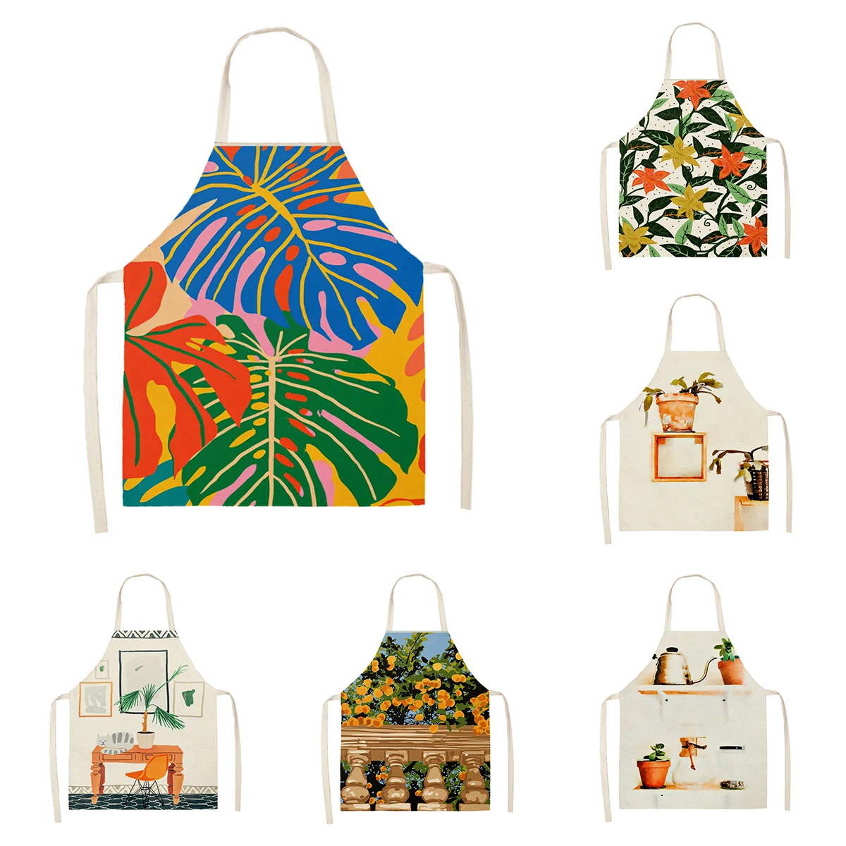 

Кухонный Фартук для женщин, льняной водонепроницаемый прикольный, в стиле ретро, для мужчин и девочек, милый, забавный, в стиле ретро, для занятий искусством кофе