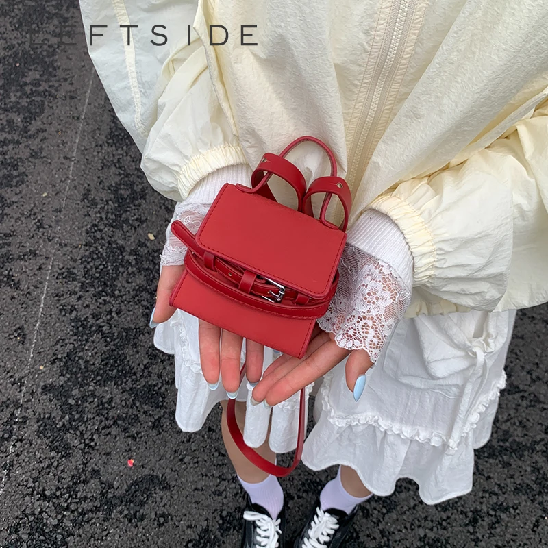 

LEFTSIDE PU Leather Shoulder Bags for Women 2025 Luxury Designer Mini Crossbody Bag Females Short Handle Handbags and Purses
