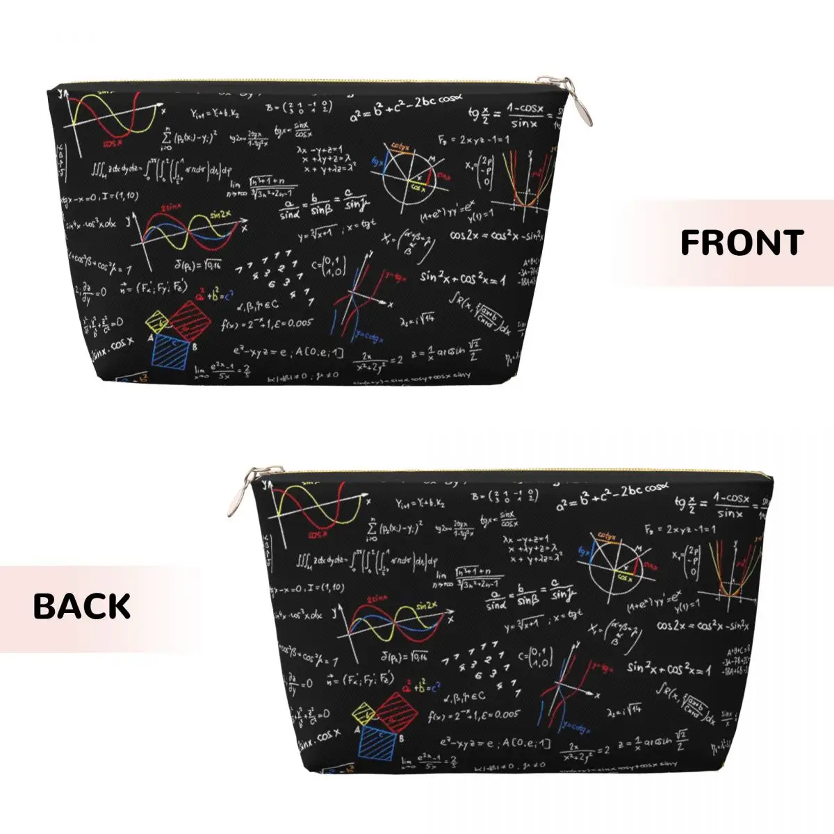 Custom Math Physics Equations Cosmetic Bag Science Teacher Geometric Gift Makeup Case Beauty Storage Toiletry Bags