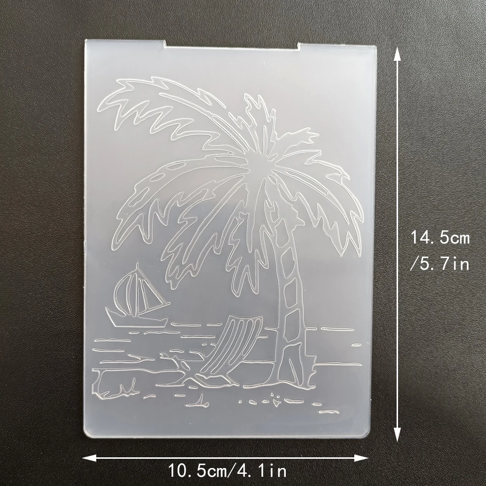 Wall tiles/Coconut Trees Embossing Folder Transparent Embossing Plastic Plates Design For DIY Paper Cutting Dies Scrapbooking