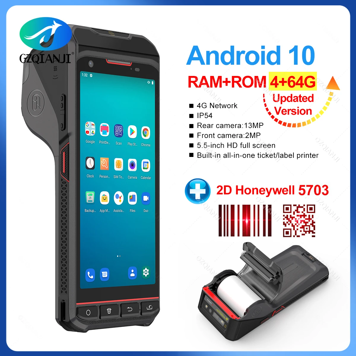 เครื่องสแกนพกพา Android 5.5 นิ้ว พร้อมเครื่องพิมพ์ฉลาก รุ่นนี้คือคำตอบสำหรับธุรกิจค้าปลีกและคลังสินค้าที่ต้องการประสิทธิภาพสูงสุด