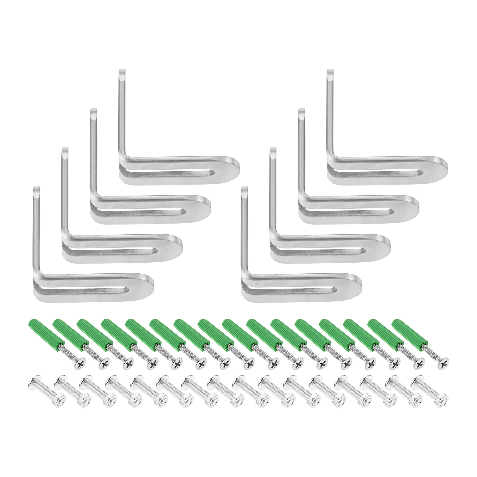 8Pcs Silver Slotted Corner Braces 6 Size L-Shape Corner Brace for Wood Chair Bookshelf Board Window Furniture Cabinet DIY