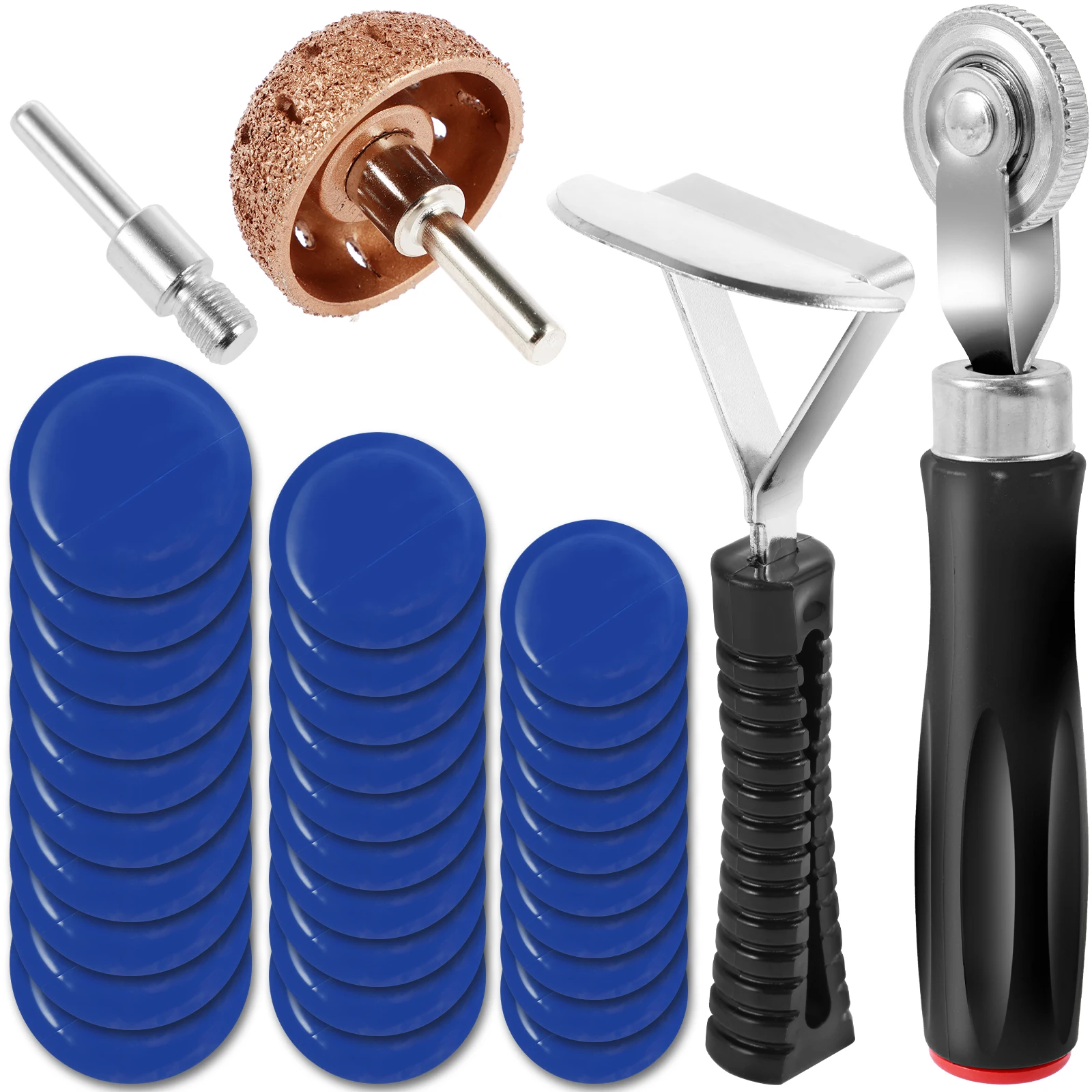 Portable Tire Repair Tools 33Pcs Tire Patch Kit Tire Rubber Repair Patch Kit with Roller Scraper Heavy Duty Tire Tube Patch Kit