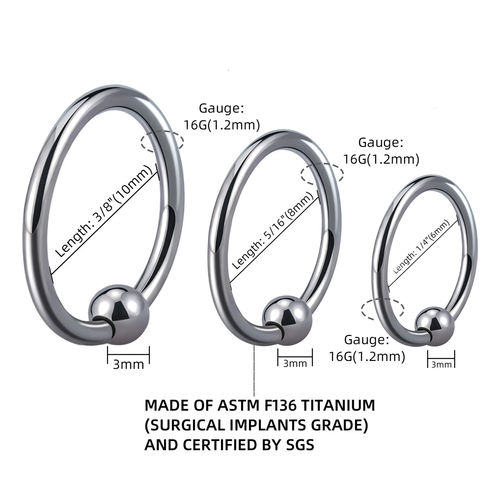1PC Titanium Captive Bead Ring Closer Ring Nose Lip Septum Hoops Ear Tragus Helix Cartilage Daith Earring Piercings for Women