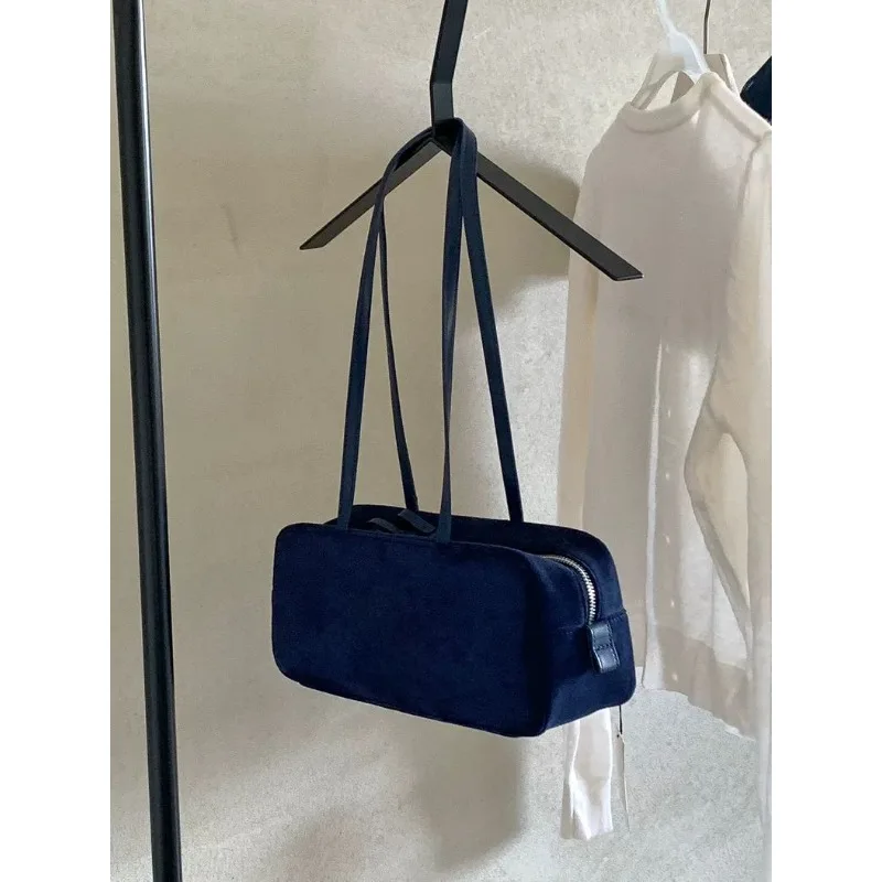 

Раннеосенняя замшевая изысканная сумка-багет большой вместимости, модная горизонтальная сумка через плечо, простая повседневная стильная сумка