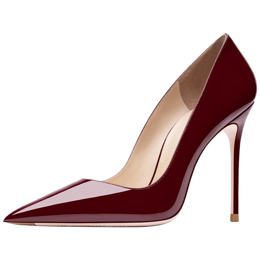 

3.15 Inch/8CM Women Pumps Claret Thin Heels Stilettos Pointed Toe Slip on High Heels for Autumn Summer