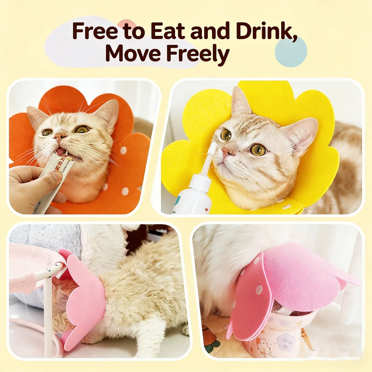 

1 PC Cat Safety Collar Cute Flower shaped Adjustable Cat Recovery Collar Anti-biting And Anti-licking Pet Supplies