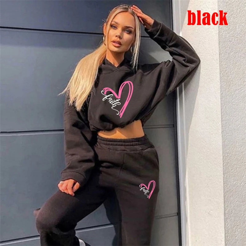 Women Hooded Sweatshirts+long Pants Casual Sport Suits Women Tracksuits Warm Long Sleeve Hoodies Two Piece Sets