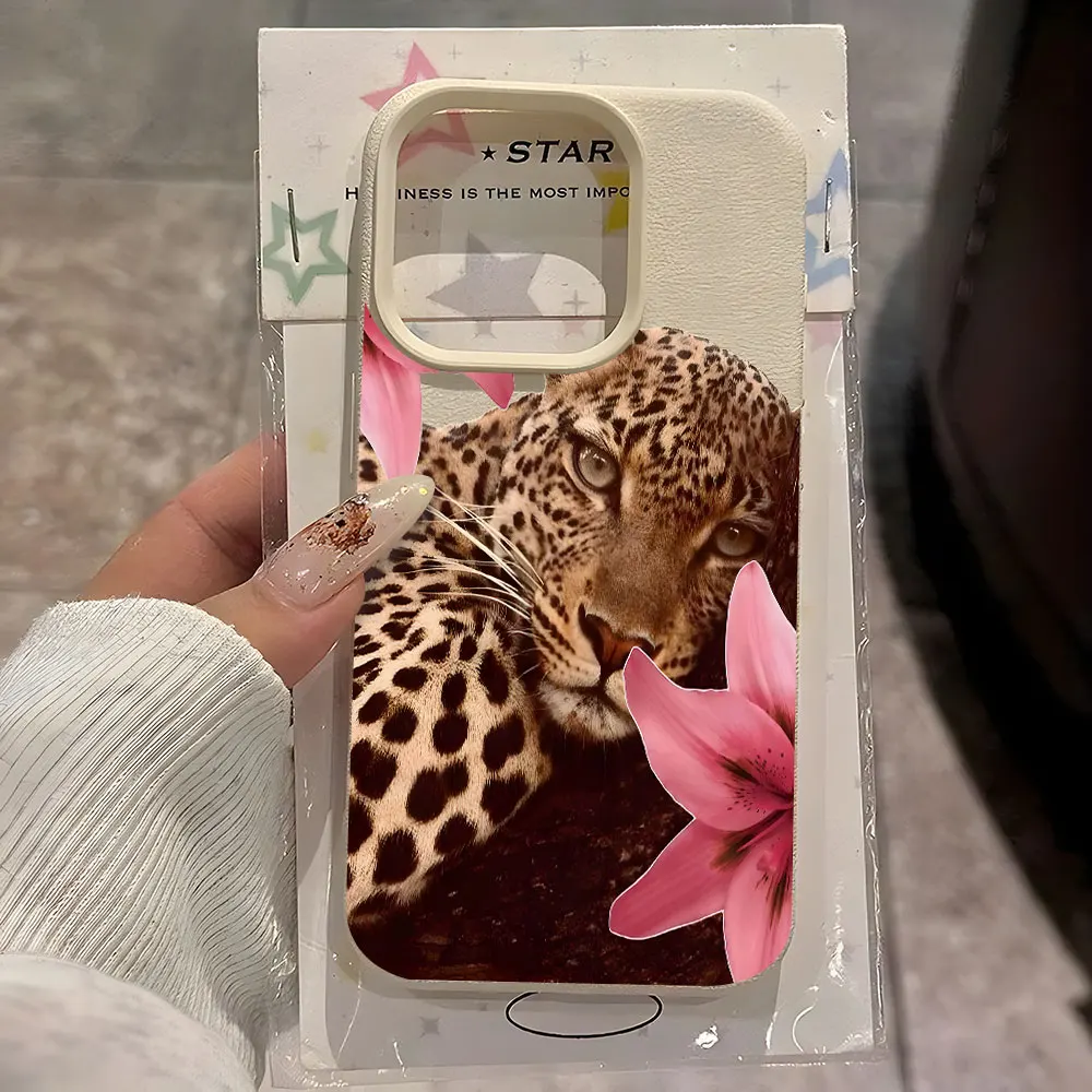 

Leopard And Lily Print Pattern Phone Case For iPhone 17 16 15 14 13 12 11 Pro Max 14 15 Plus 17 Air X Xs XR Lychee Soft Cover