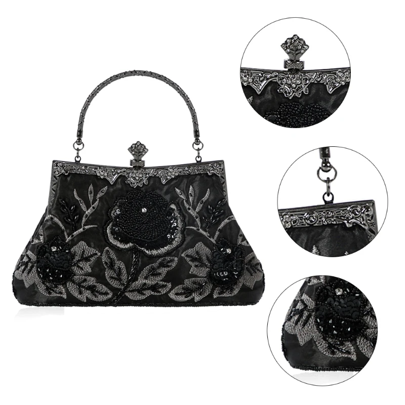 Elegante feminino formal frisado bolsas noite e bolsas lantejoulas nupciais