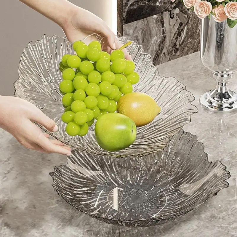 

Elegant Blossomy Inspired Fruit Bowl Durable Plastic Construction Plate For Living Room Dining Table Display 87HA