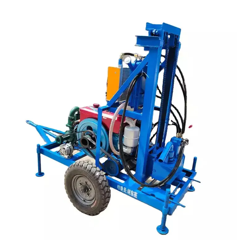 High Quality  22HP Diesel Engine Trailer Well Drilling Rig 100M Deep Tractor Mounted Water Drilling Machine With Alloy PDC Bit