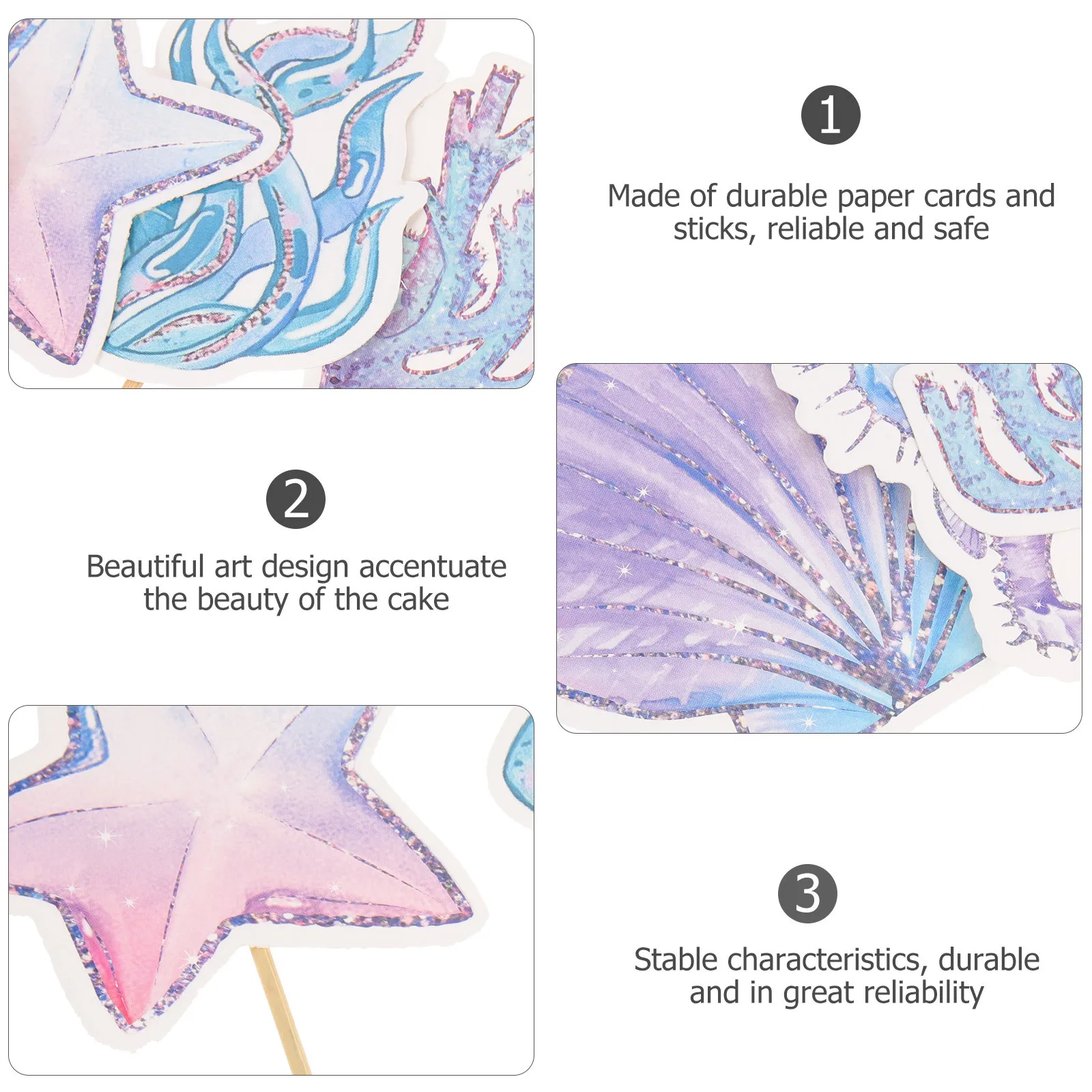 

2Sets Mermaid Cake Picks Sturdy Paper Cupcake Toppers Birthday Cake Decorations Party Supplies Mermaid Cupcake Topper