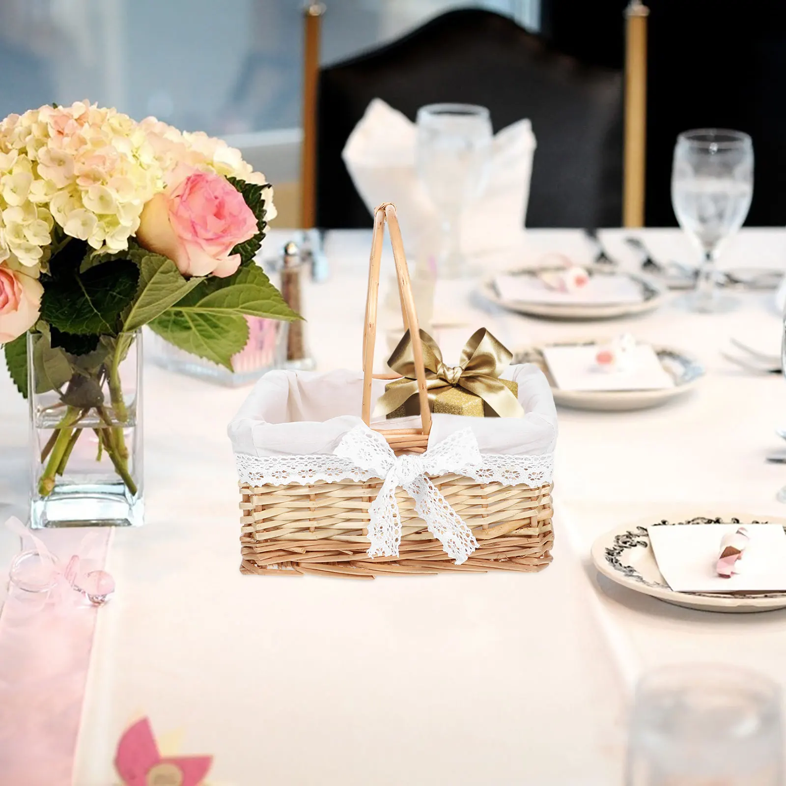 

Контейнер Плетеная цветочная корзина Корзины для покупок Тканая овощная ива с ручками