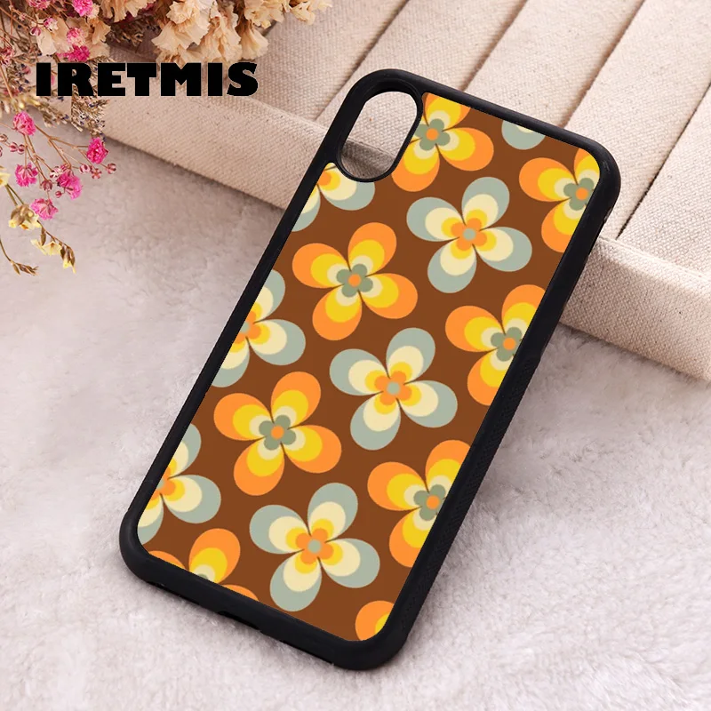 Iretmis Phone Cover Case For iPhone X XS Max XR 11 12 13 PRO MINI 14 15 16 Plus Rubber Silicone Funky Flowers