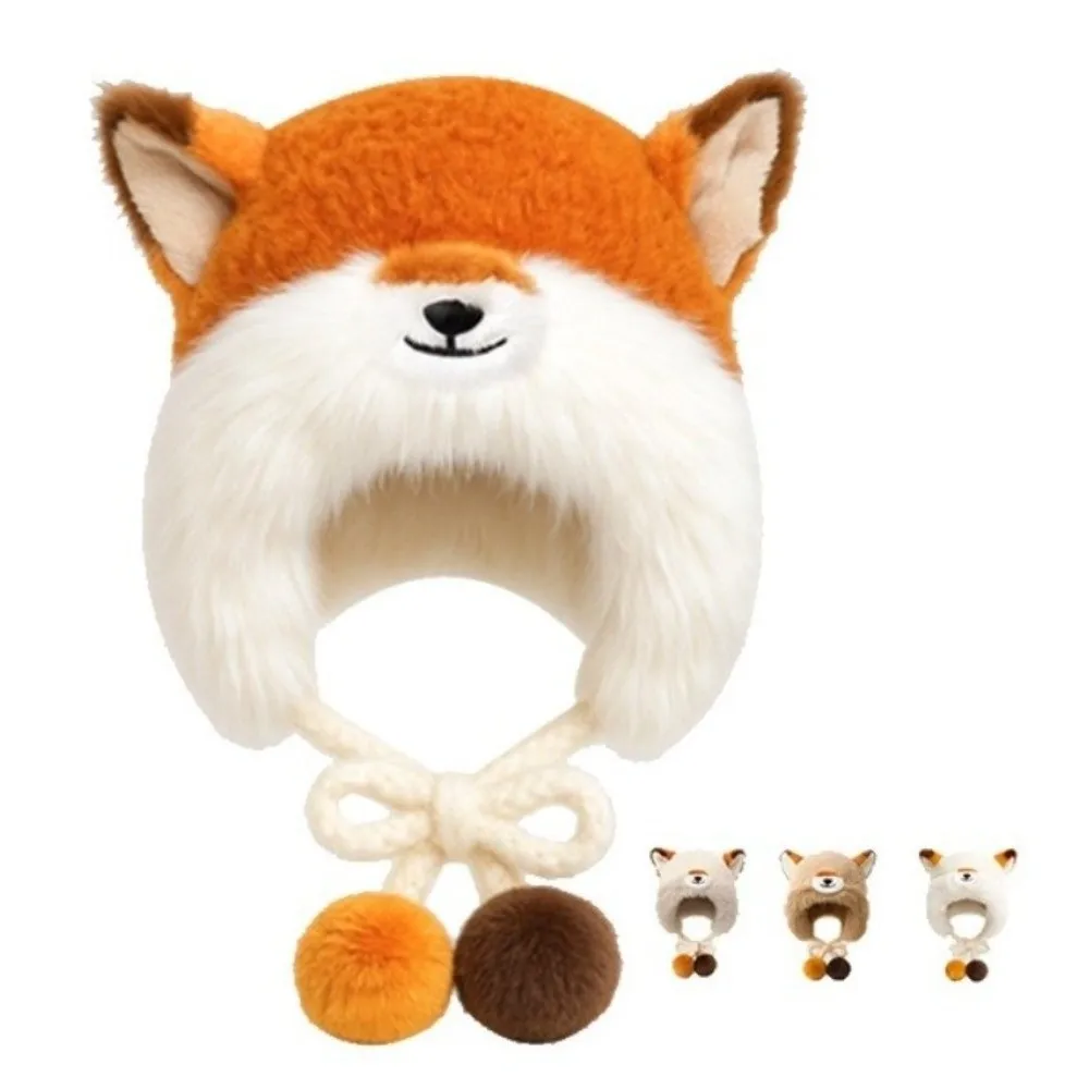 Cute Versatile Fox Ears Trapper Hat Cartoon Design Warm Fox Cosplay Hat Windproof Fluffy Winter Ear Flap Hat Winter Season