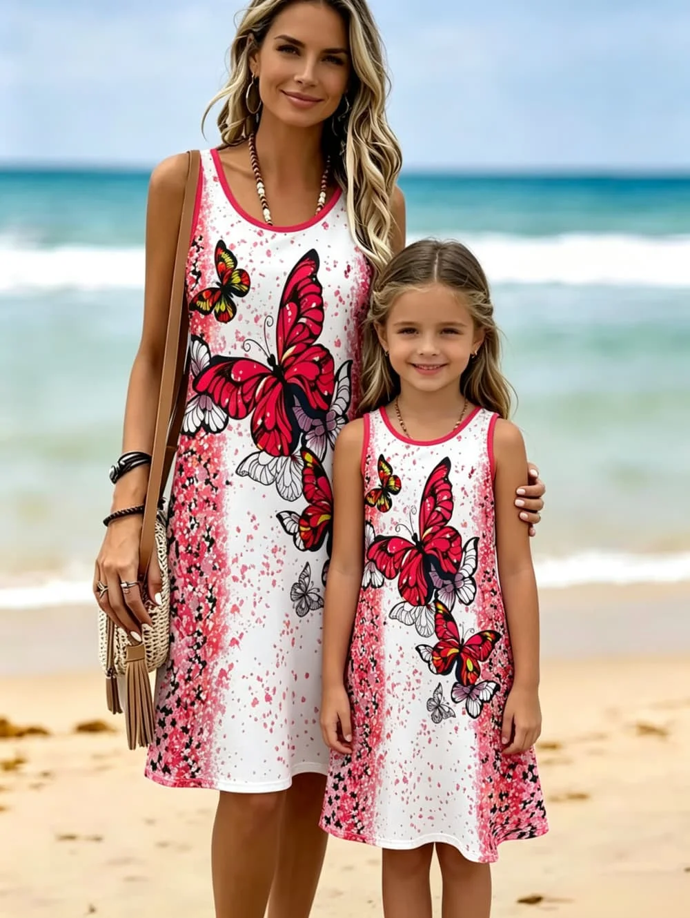 beach vest dress Dresses for Girls 2026 Women Vacation Summer Butterfly Flowers Loose Sundress Casual 3D Print Sleeveless Dress Maxi dress Color:Light Sky Blue Kentucky Derby Heros Angelina Jolie's Black Valentino cinching sash to tie