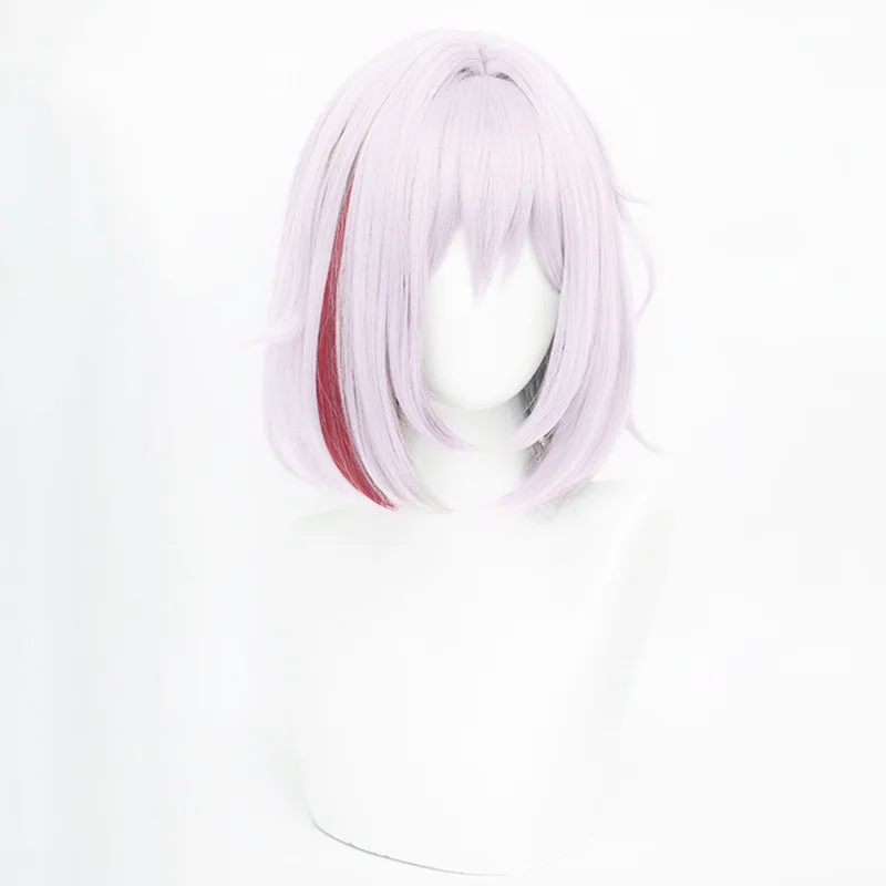 Star rail anime cosplay peruca médio longo branco com vermelho misturado bob cabeça perucas de cabelo para mulheres adulto cos anime festa dia das bruxas