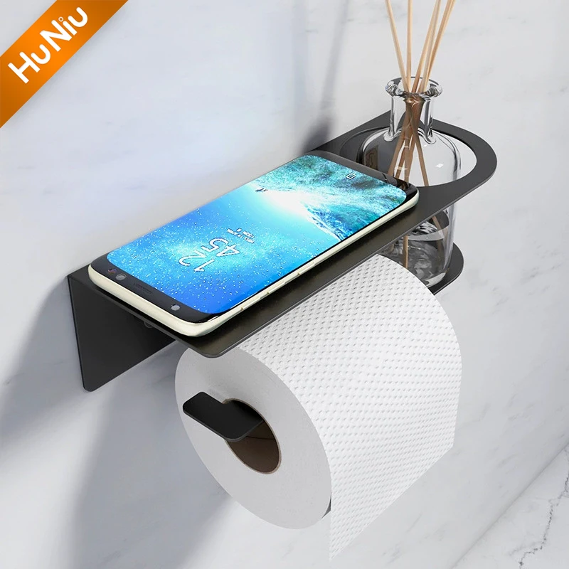 

HuNiu Paper Towel Holder Stainless Steel Punch-free Bathroom Toilet Paper Holder Storage Rack Aromatherapy Rack Wall Mount White