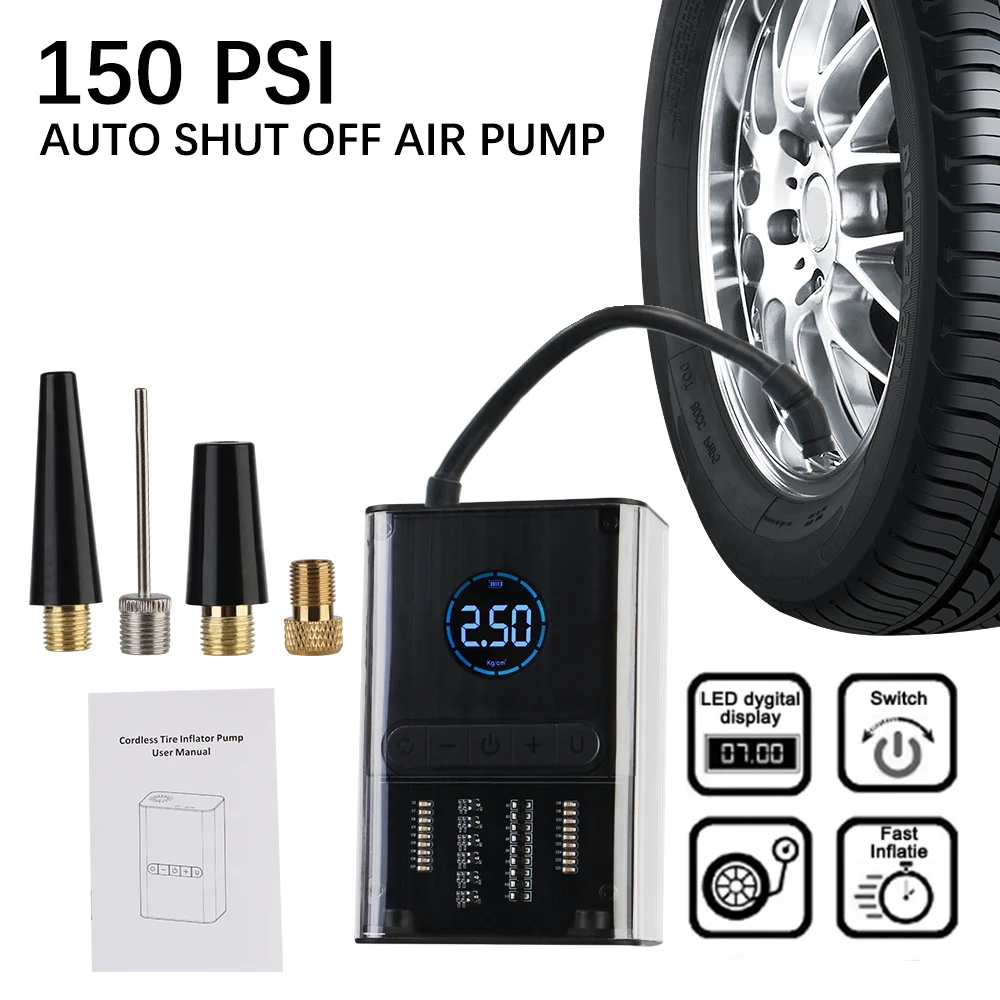 Wireless Intelligent Digital Display Tire Gases Machines Car Air Compressor Electric Tire Inflator Pump Portable Car Air Pump