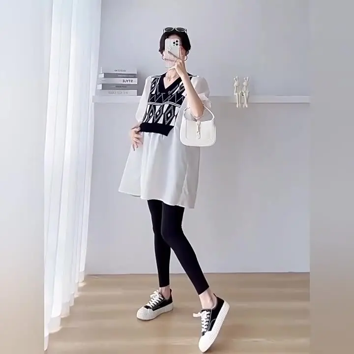 Spring Autumn Long Sleeve Cotton Patchwork Maternity Blouses Casual Loose Shirt Clothes for Pregnant Women Pregnancy Tops